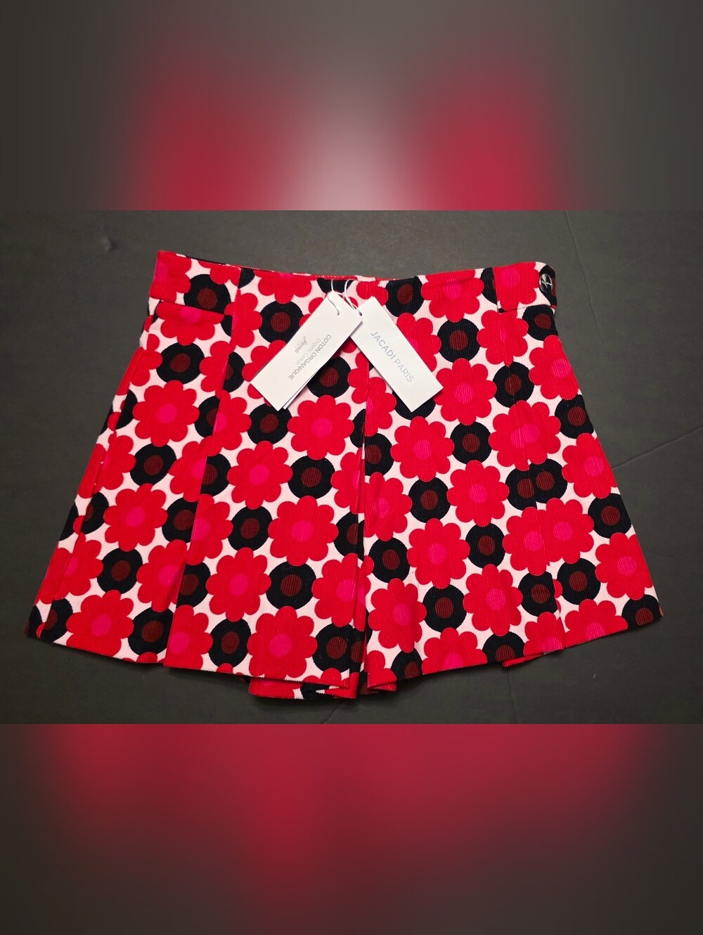Jacadi Floral Print Girls' Skort in Red, Pink, Black